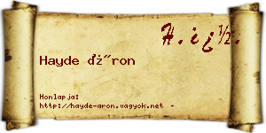 Hayde Áron névjegykártya